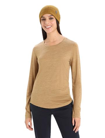 Clove Heather Women's Icebreaker Merino Sphere II T-Shirt Long Sleeve | USA 1642SGLO